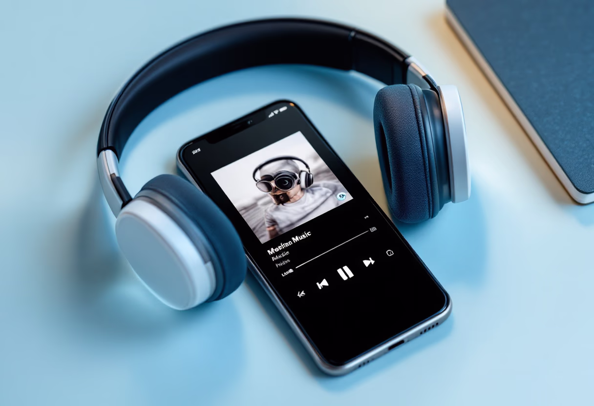 image of music streaming on mobile device